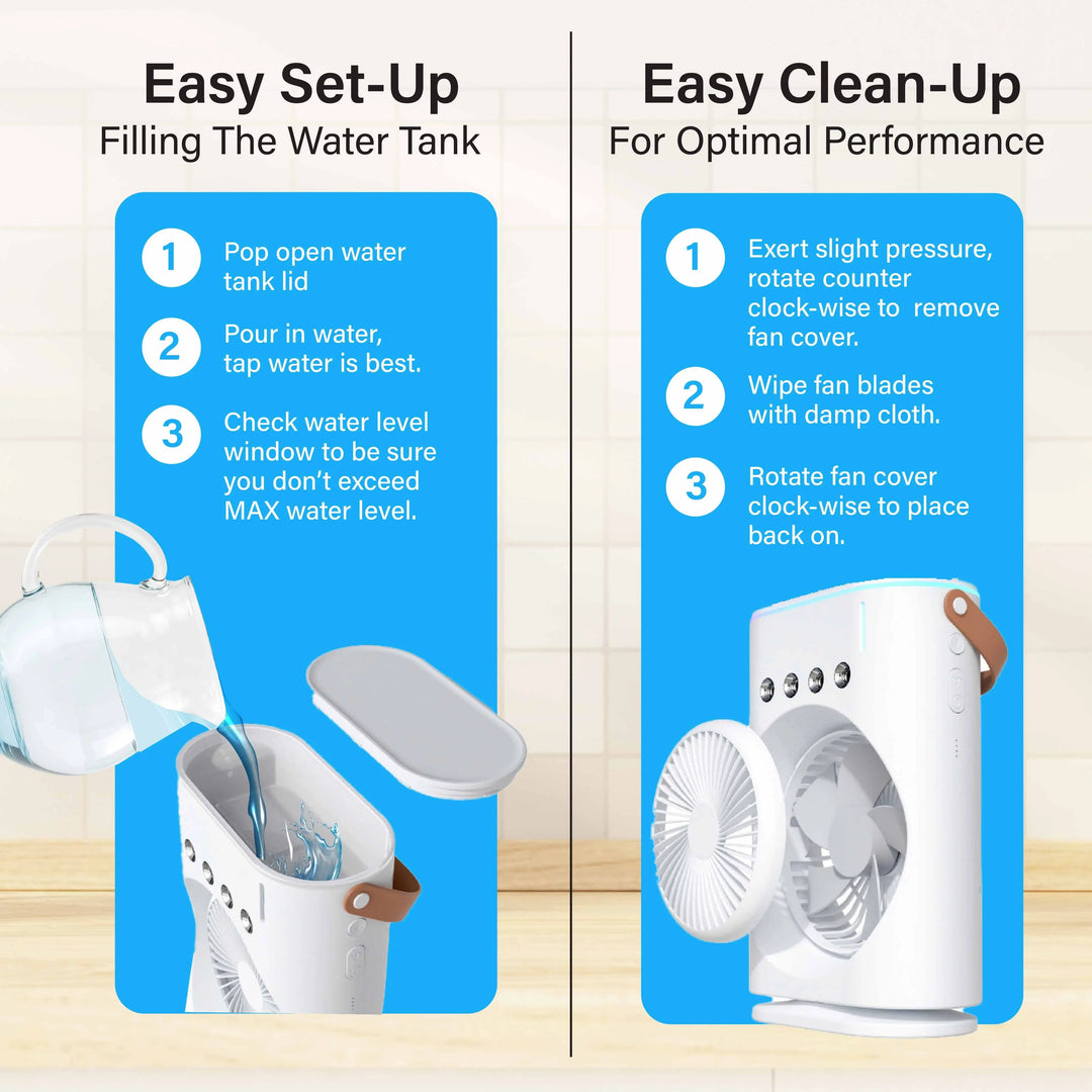 Single-Head Desktop Spray Cooling Fan, USB Rechargeable Portable Silent Water Mist Mini Air Cooler for Home Use
