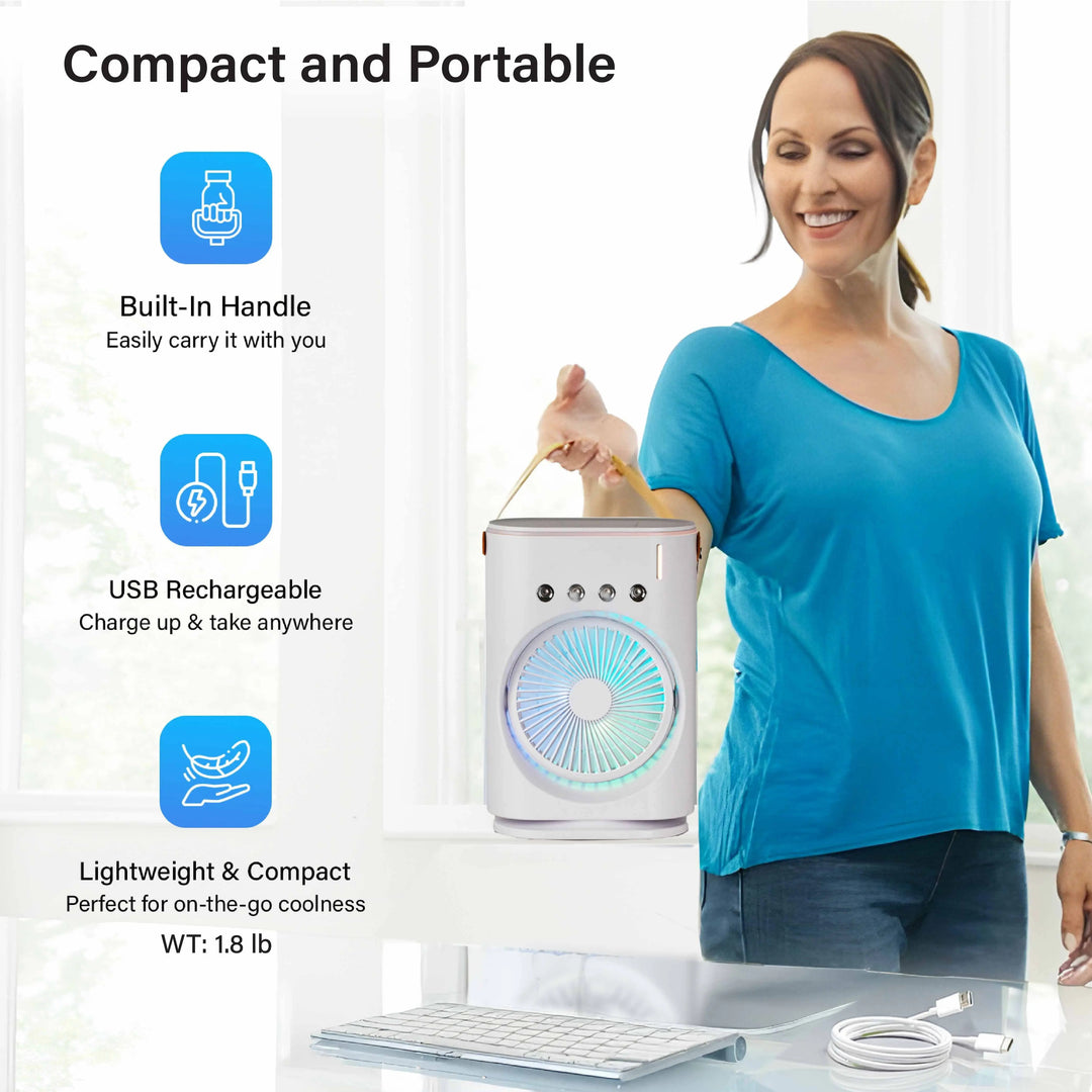 Single-Head Desktop Spray Cooling Fan, USB Rechargeable Portable Silent Water Mist Mini Air Cooler for Home Use