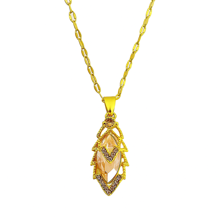 Leaf of Fortune Zircon-Embedded Necklace Set for Women