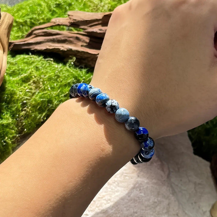 Mexican Blue Fire Agate Wealth Bracelet for Men & Women