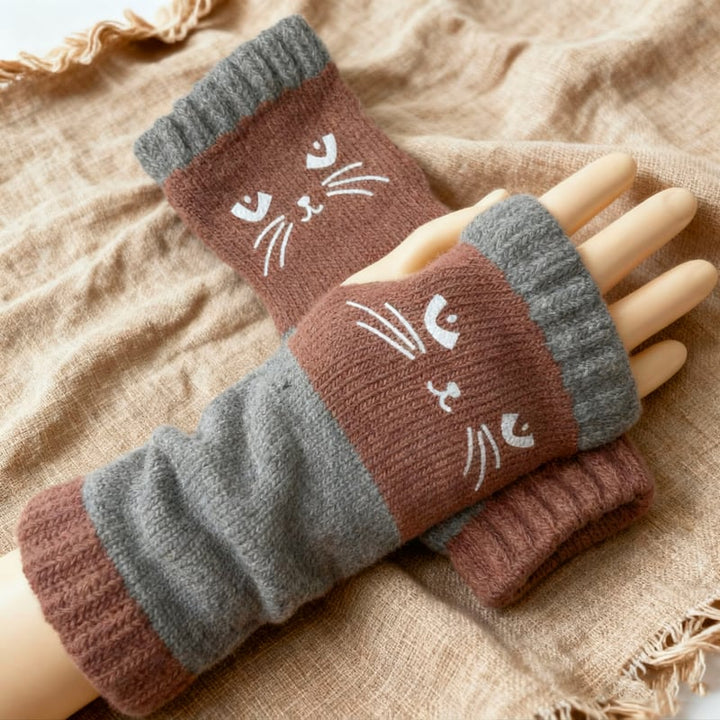😻🧤Cat Fingerless Winter Gloves