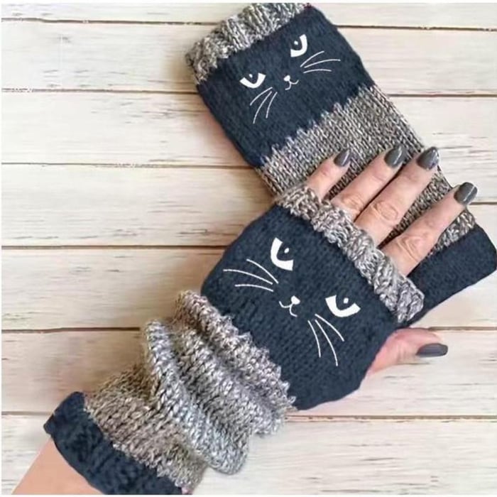 😻🧤Cat Fingerless Winter Gloves
