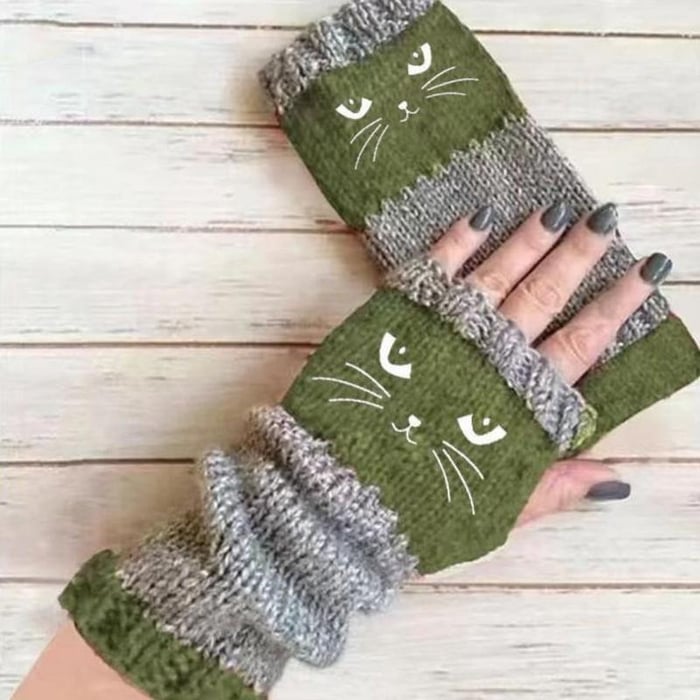 😻🧤Cat Fingerless Winter Gloves