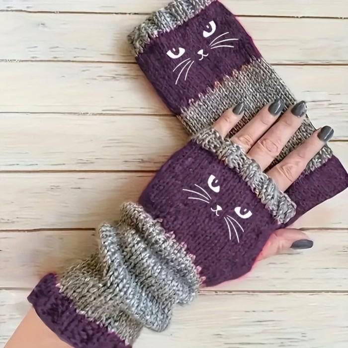 😻🧤Cat Fingerless Winter Gloves
