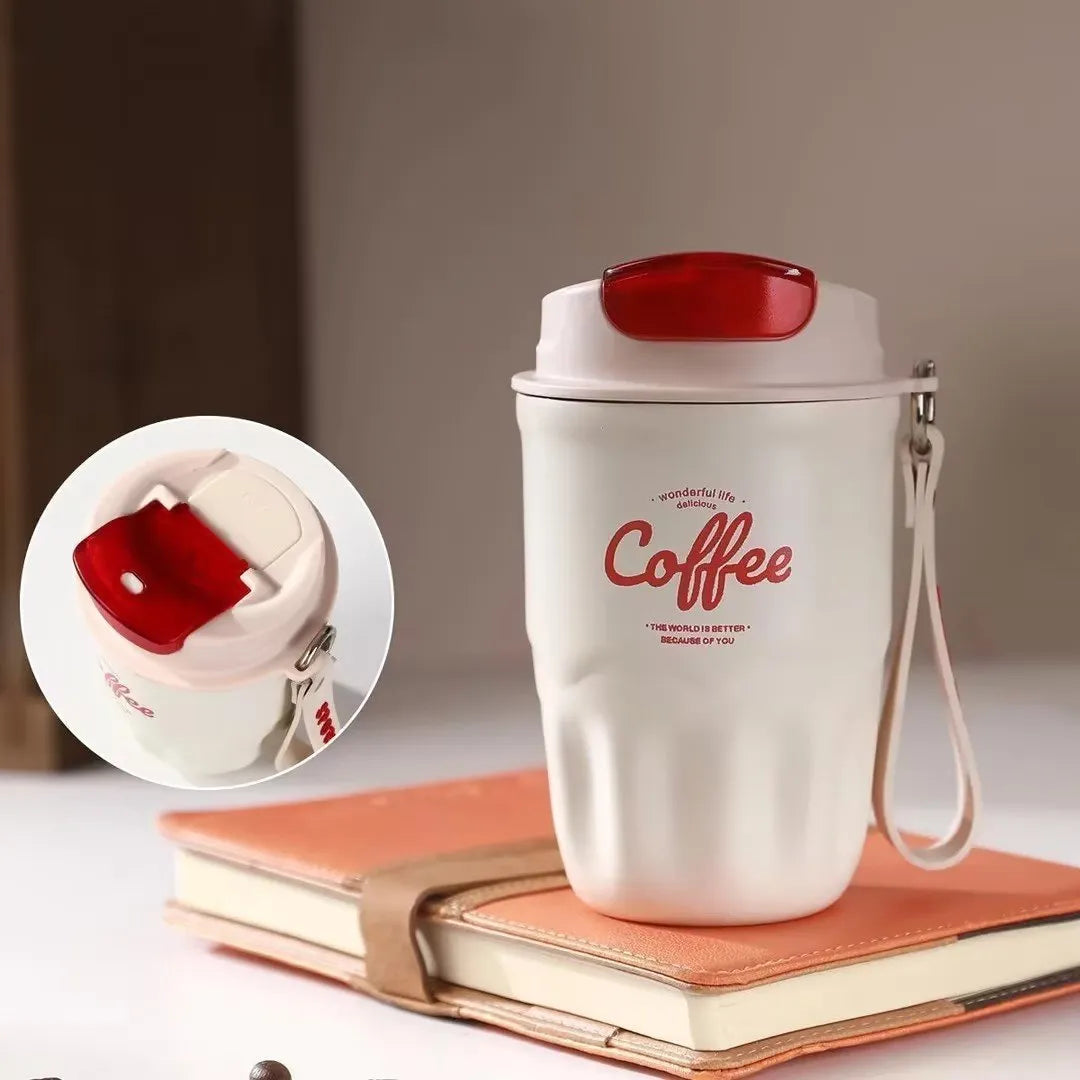 Smart Temperature Display Travel Coffee Tumbler, 316 Stainless Steel Portable Textured Insulated Water Cup