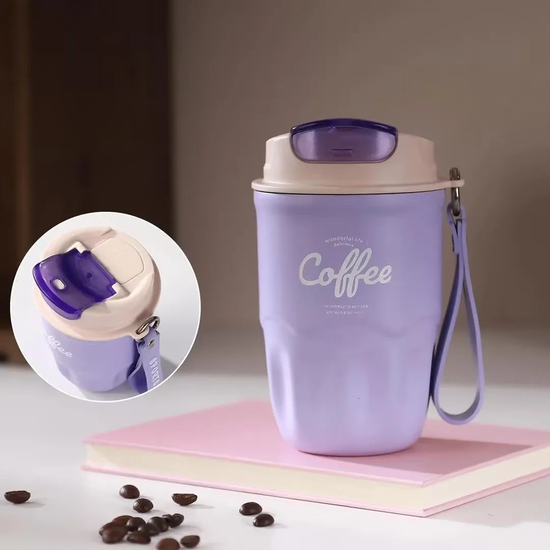 Smart Temperature Display Travel Coffee Tumbler, 316 Stainless Steel Portable Textured Insulated Water Cup