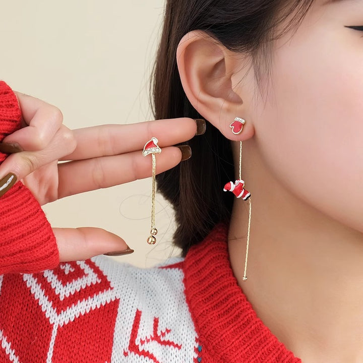 Christmas Climbing Santa Asymmetric Earrings