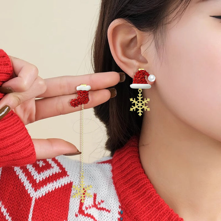 Christmas Climbing Santa Asymmetric Earrings