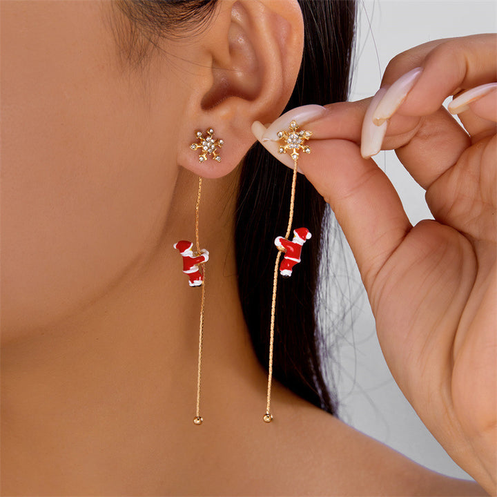 Christmas Climbing Santa Asymmetric Earrings