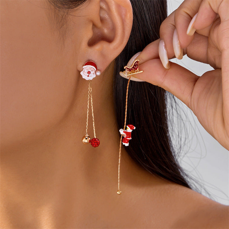 Christmas Climbing Santa Asymmetric Earrings