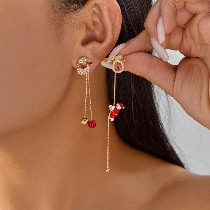 Christmas Climbing Santa Asymmetric Earrings