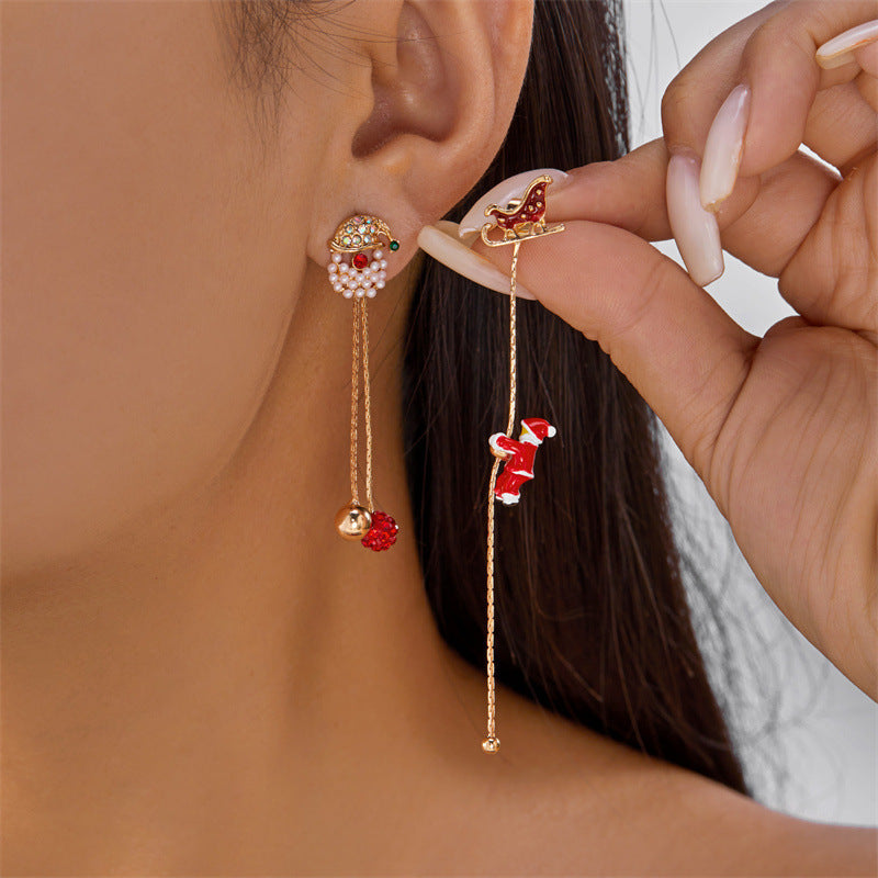 Christmas Climbing Santa Asymmetric Earrings