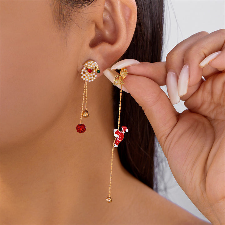 Christmas Climbing Santa Asymmetric Earrings