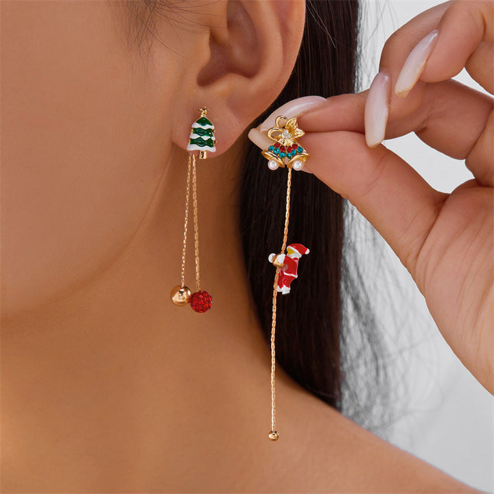Christmas Climbing Santa Asymmetric Earrings