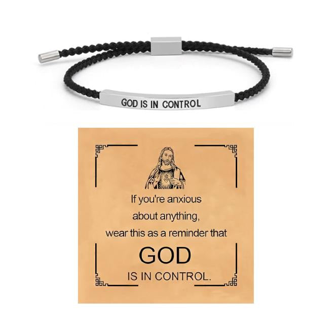 GOD IS IN CONTROL Adjustable Braided Bracelet