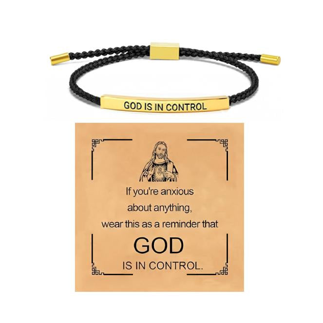 GOD IS IN CONTROL Adjustable Braided Bracelet
