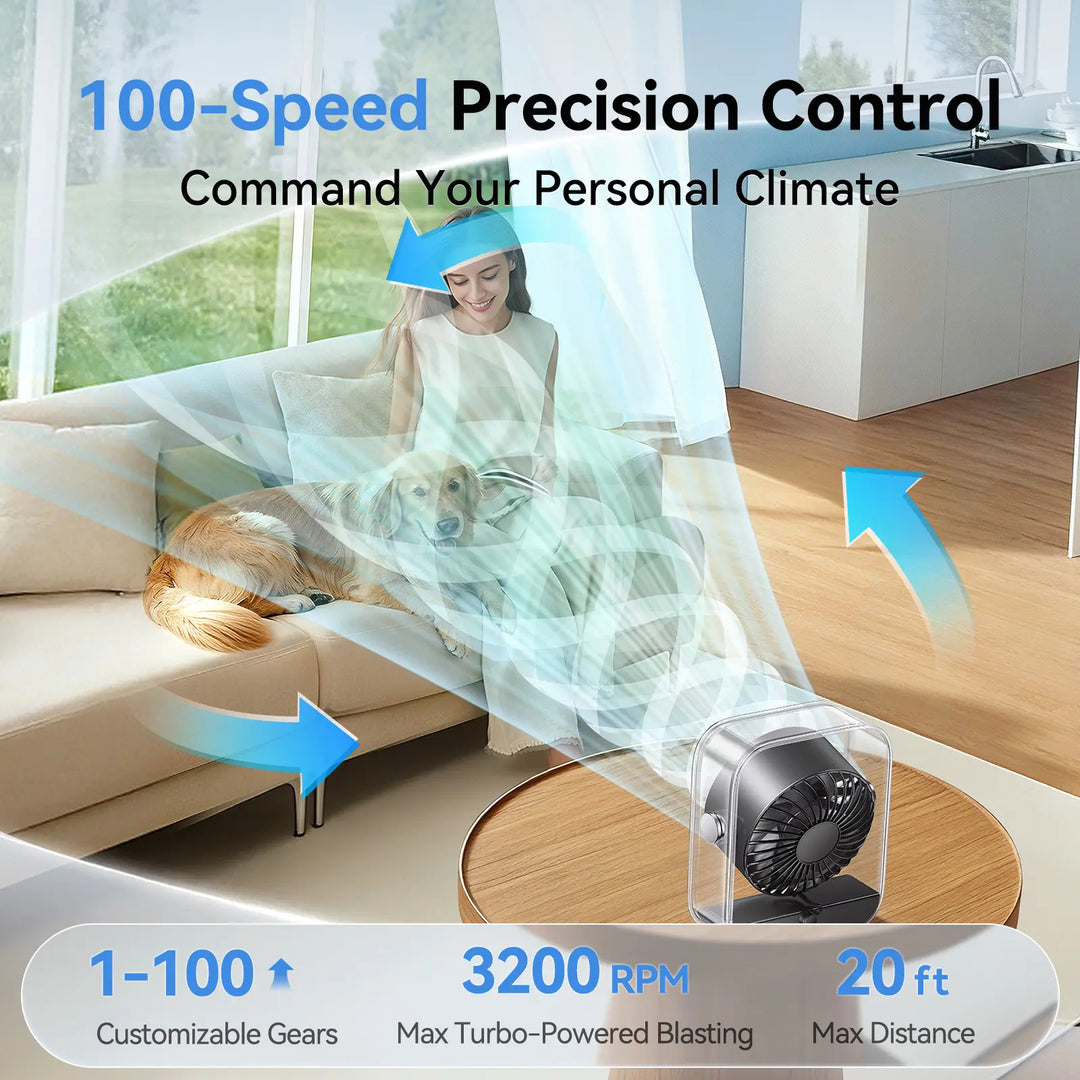 Desktop Turbo Circulating Humidifying Fan, Multi-Angle Adjustable Quiet Desk Fan for Home & Office