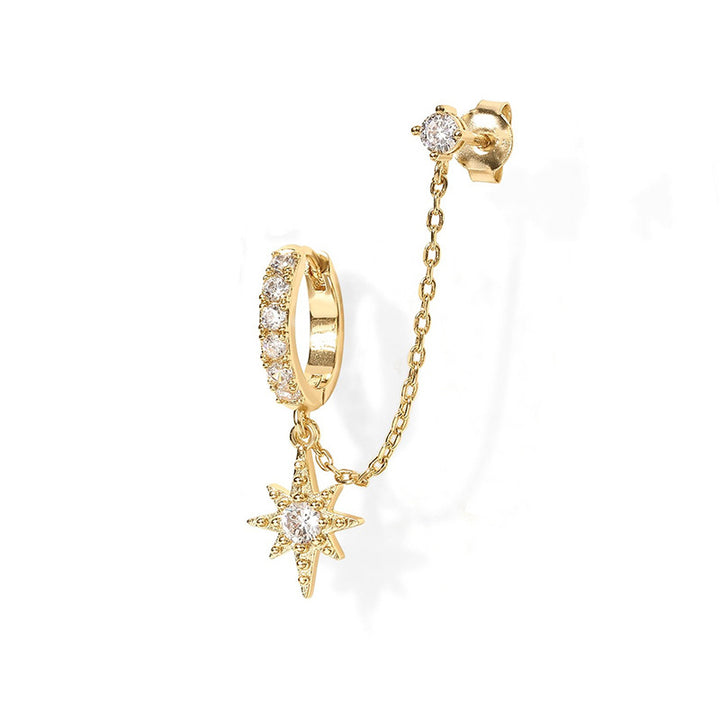 Trendy Rhinestone Tassel Hoop Earrings