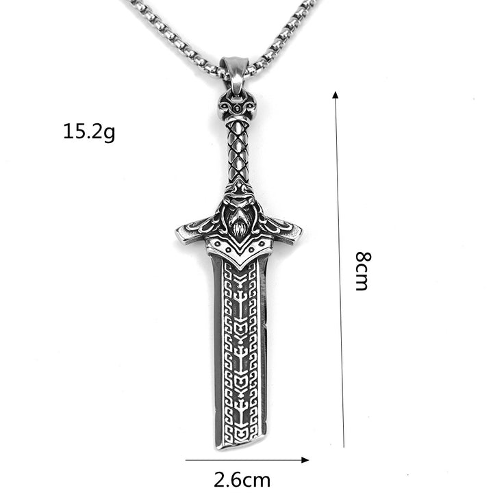 Vintage Viking Broken Sword Pendant Necklace in Thai Silver