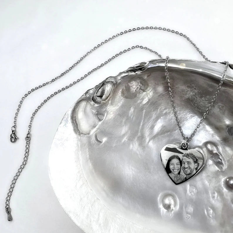 Titanium Steel Heart Custom Photo & Engraving Pendant (Memorial Fashion Style)