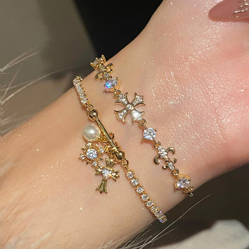 Cross & Starburst Stackable Bracelet Set (Light Luxury Niche Exquisite Bracelet Set)