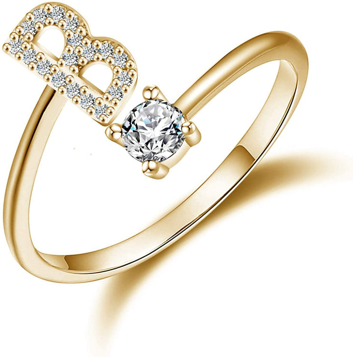 Initial Diamond Open Ring