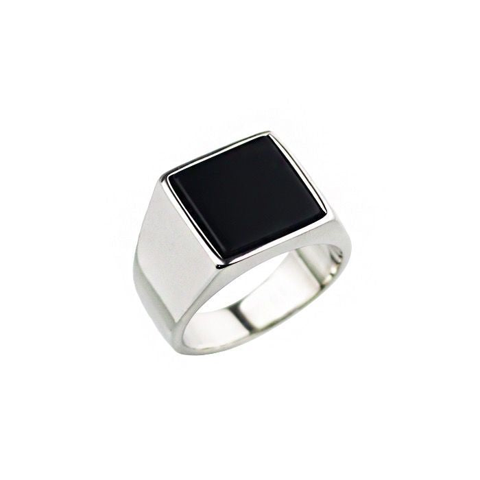 Titanium Steel Geometric Minimalist Square Oil-Drop Business Ring (Light Luxury Commuting Style)