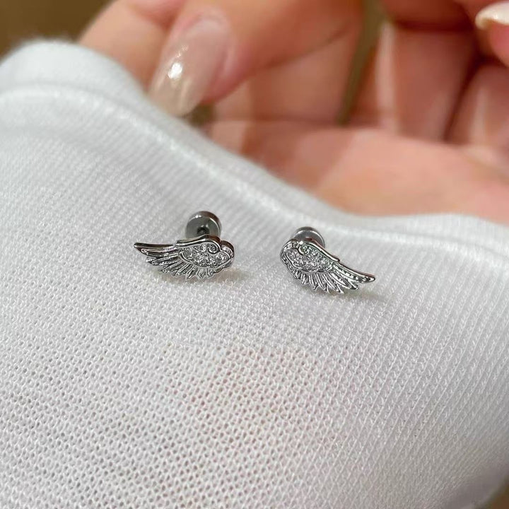 Asymmetric Angel Wings Stud Earrings (Light Luxury Niche Dynamic Earrings)