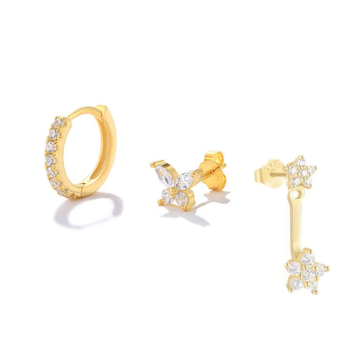 Zircon Butterfly, Flower, Star & Moon Earring Set – Elegant Luxury Style