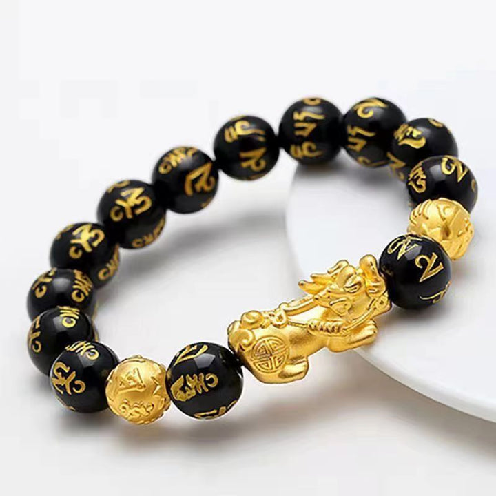 Obsidian Pixiu Fortune Bracelet (Light Luxury Niche Luck Beaded Bracelet)