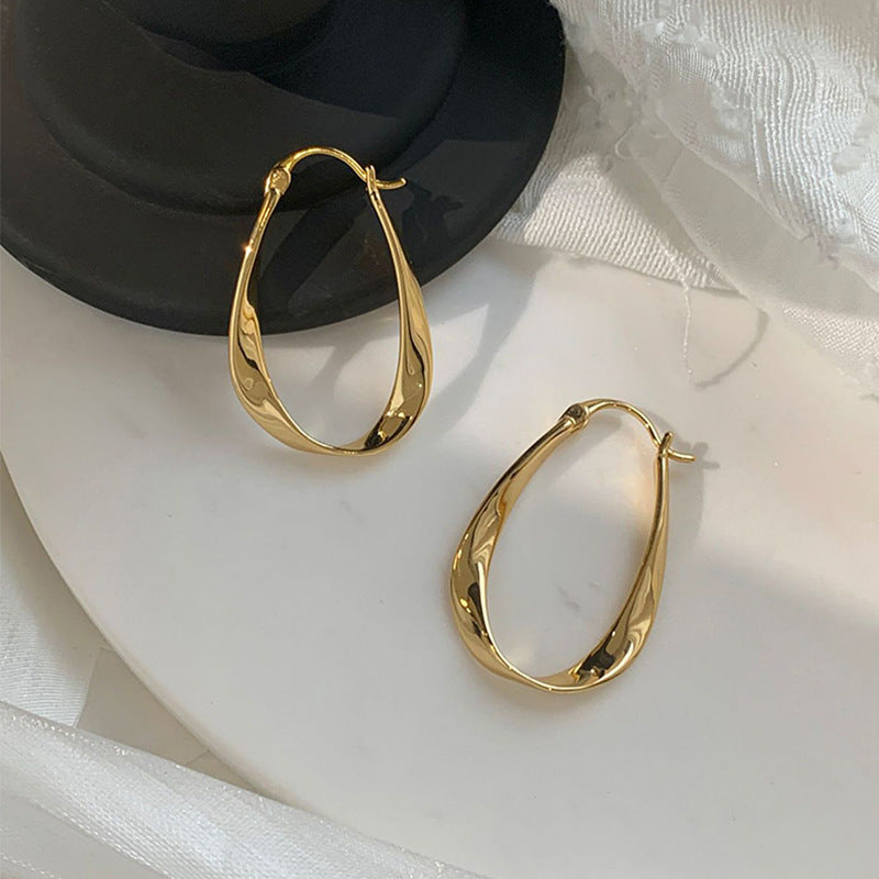 S925 Silver Twisted Teardrop Hoop Earrings