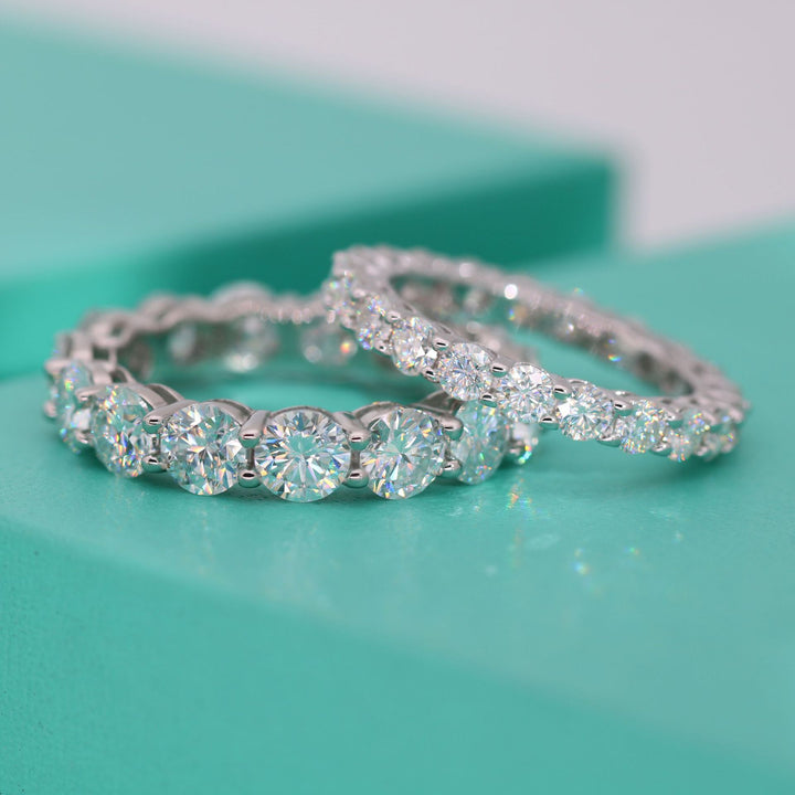 S925 Sterling Silver Full Eternity Moissanite Ring with Platinum Plating