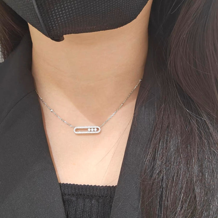 Pavé Geometric Link Clavicle Chain (Light Luxury Niche Versatile Daily Necklace)