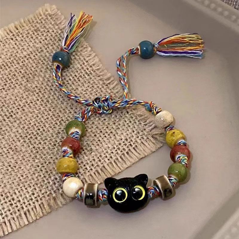 Cute Ceramic Cat Bracelet for Girls – Elegant & Fresh Style Friendship Gift
