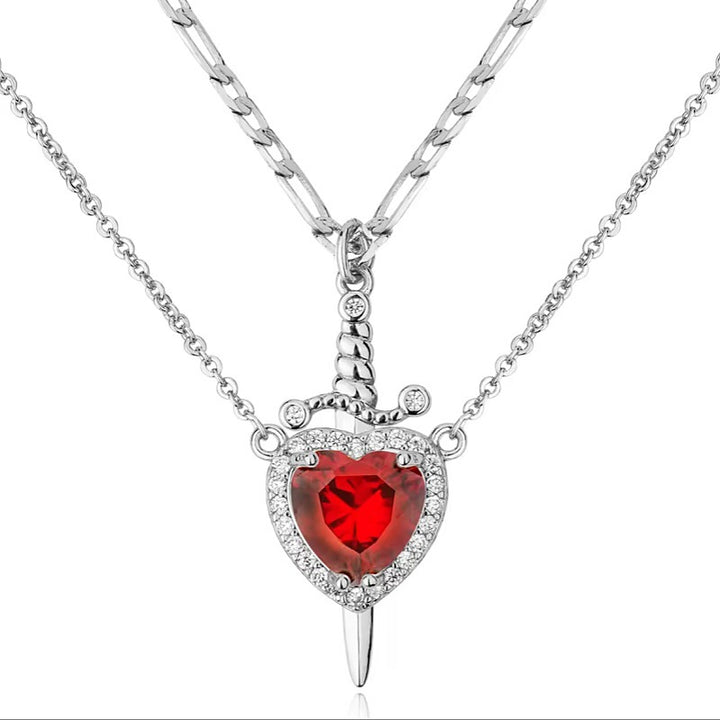 Heart & Dagger Couple Pendant Necklace Set