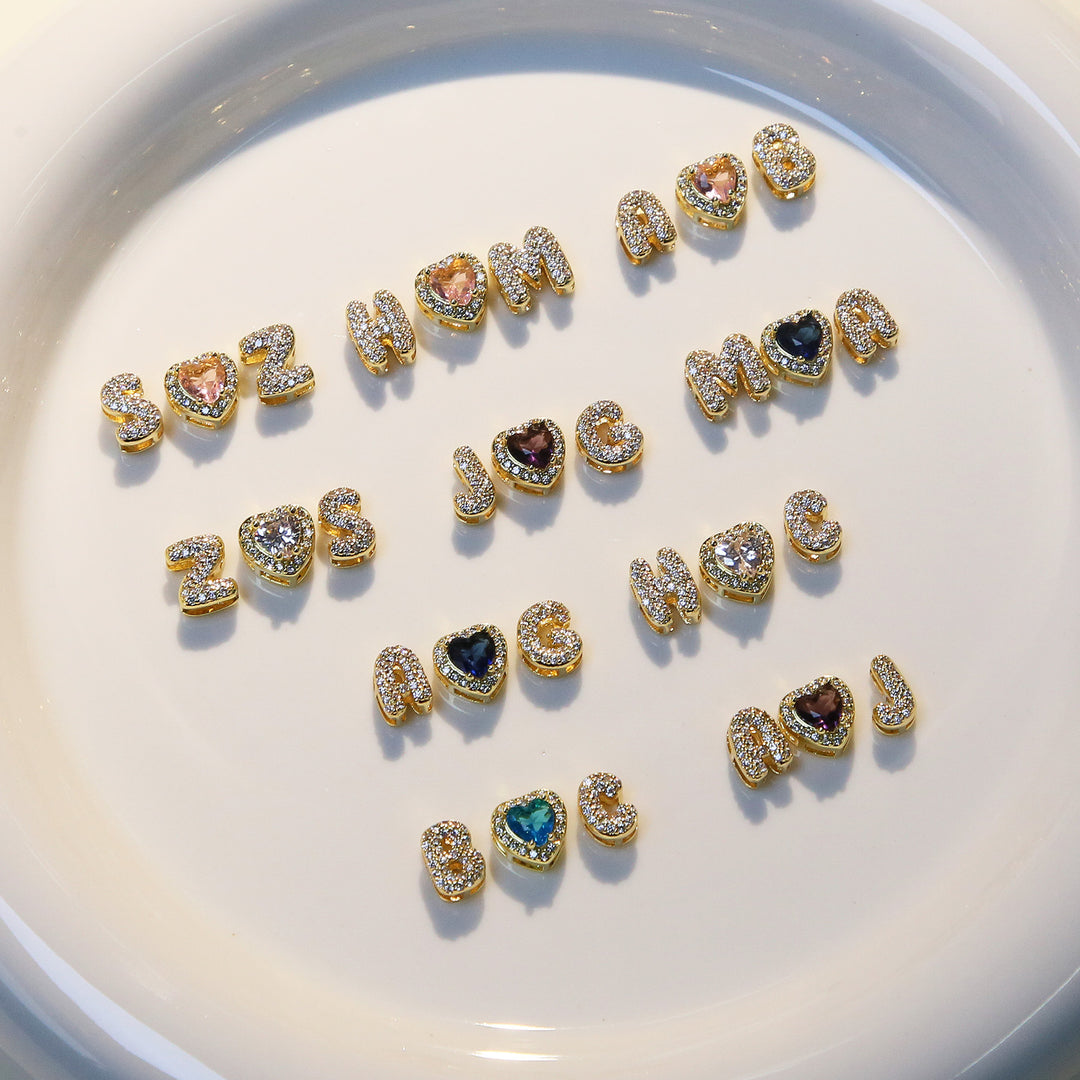 Heart-Shaped 12-Month Birthstone & Letter Pendant - Custom Name Love Necklace