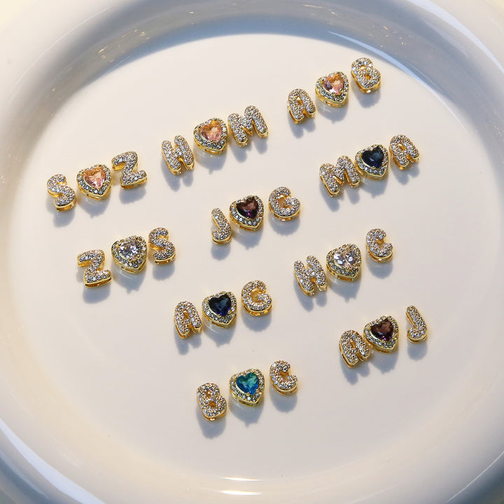 Heart-Shaped 12-Month Birthstone & Letter Pendant - Custom Name Love Necklace