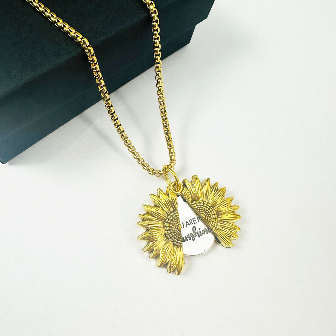 Fashion Creative Openable Sunflower Pendant Alloy Versatile Sweater Chain