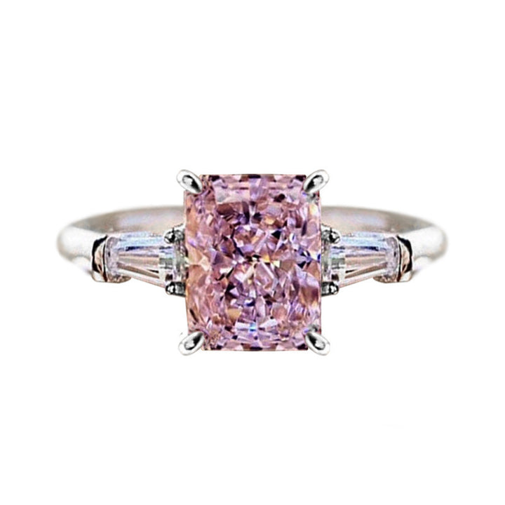 Radiant‑Cut Centre Stone With Tapered‑Baguette Accents Ring For Women, 5‑Color Options