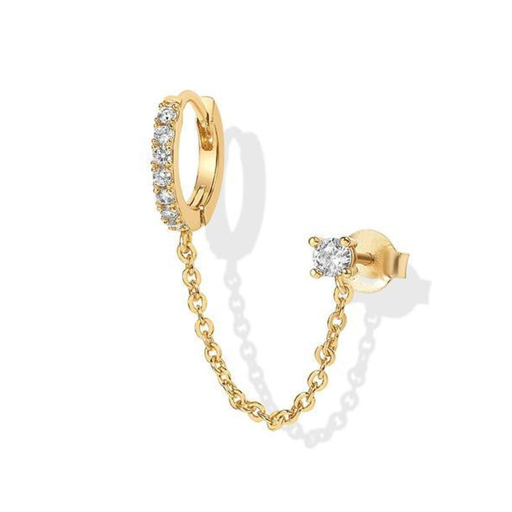 Trendy Rhinestone Tassel Hoop Earrings