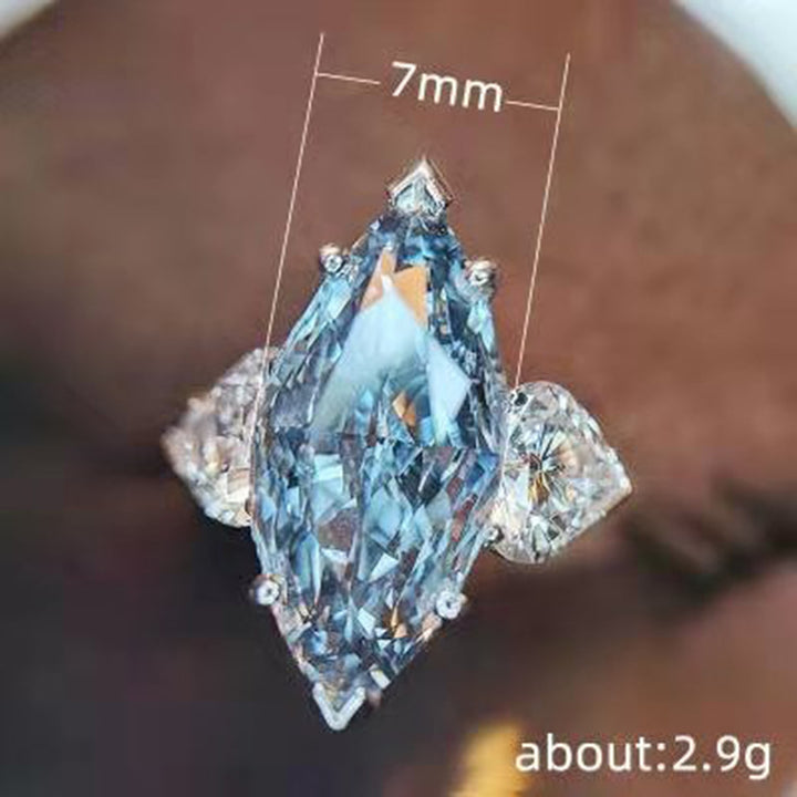 Topaz Blue Marquise Heart Zircon Fashion Ring