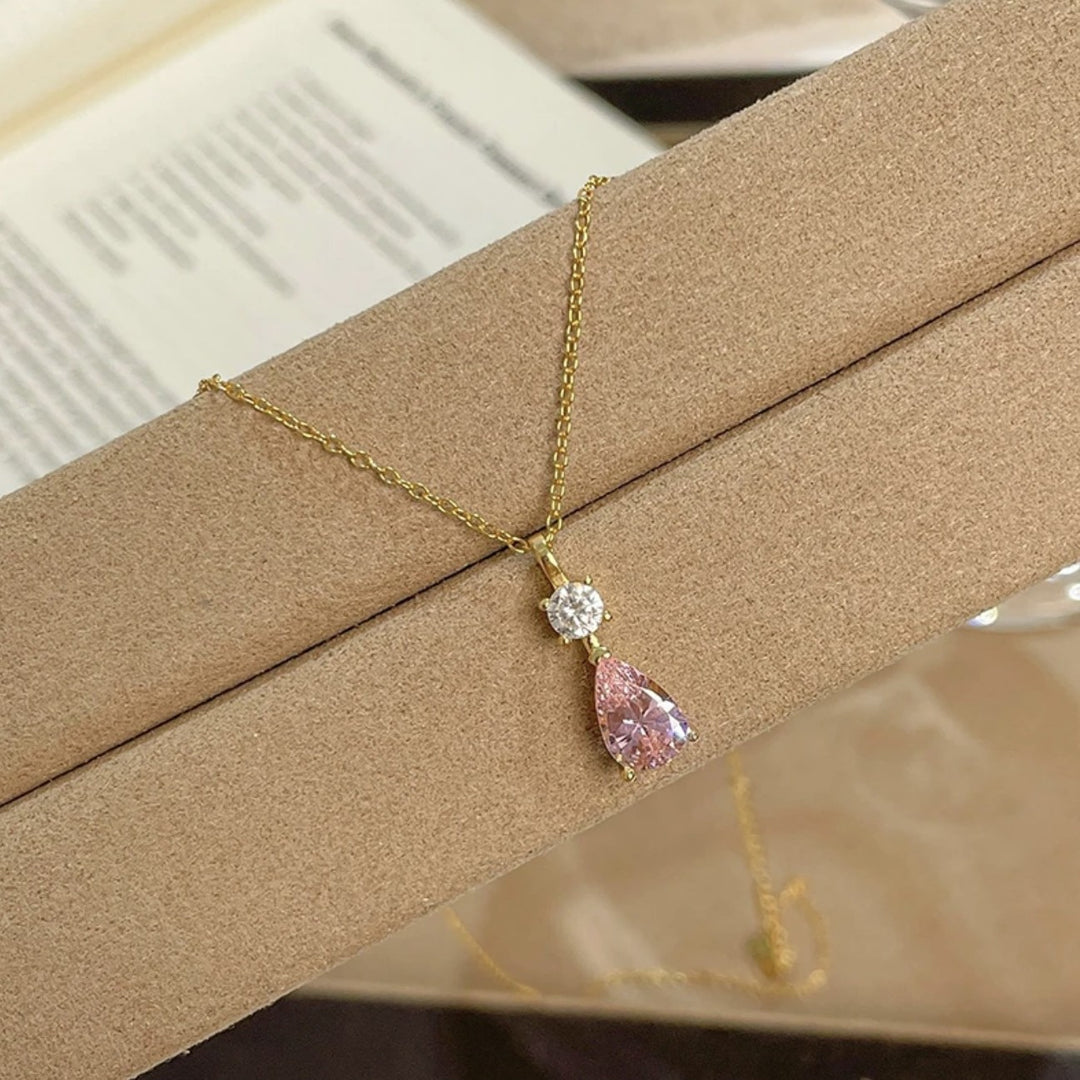 Teardrop Main Diamond Double-Layer Pendant Necklace (Light Luxury Elegant Style Series)