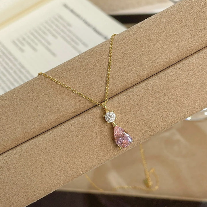 Teardrop Main Diamond Double-Layer Pendant Necklace (Light Luxury Elegant Style Series)