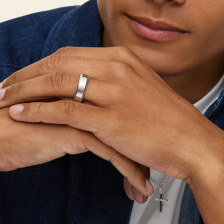 Multi-Color S925 Sivler Flat Band Ring (Unisex Minimalist Statement Band)