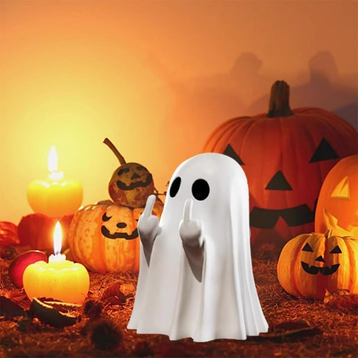 Funny Ghost Figurine with Middle Finger – Creative Desk Décor
