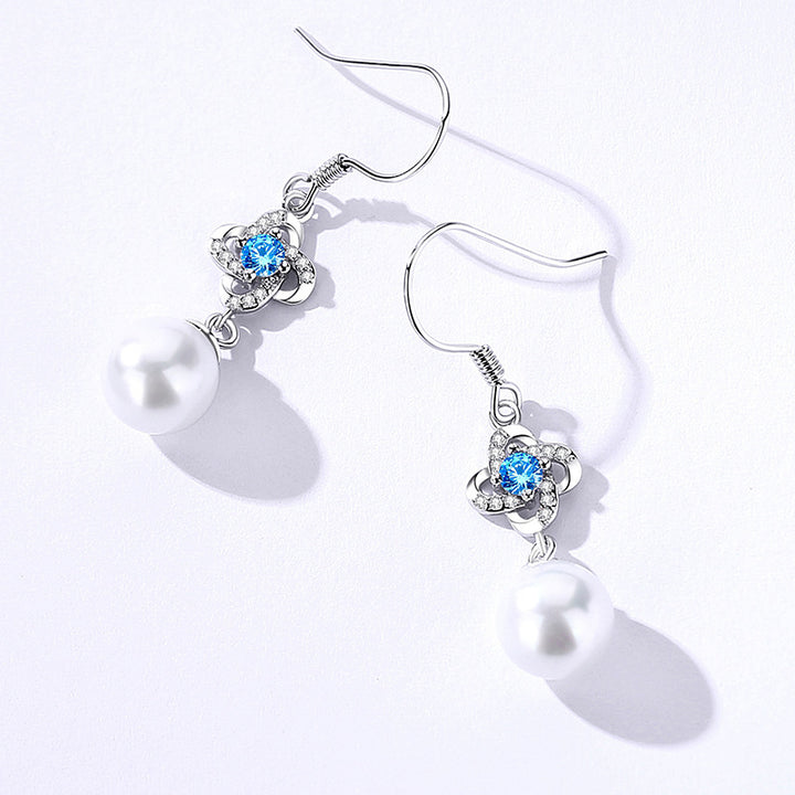 S999 Pure Silver Four-Leaf Clover Drop Earrings for Women