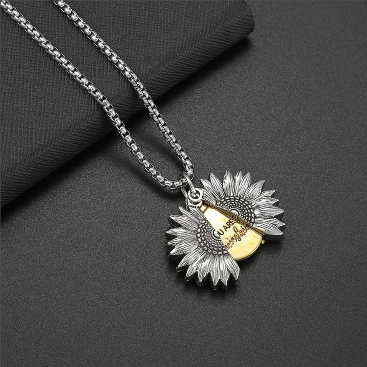 Fashion Creative Openable Sunflower Pendant Alloy Versatile Sweater Chain