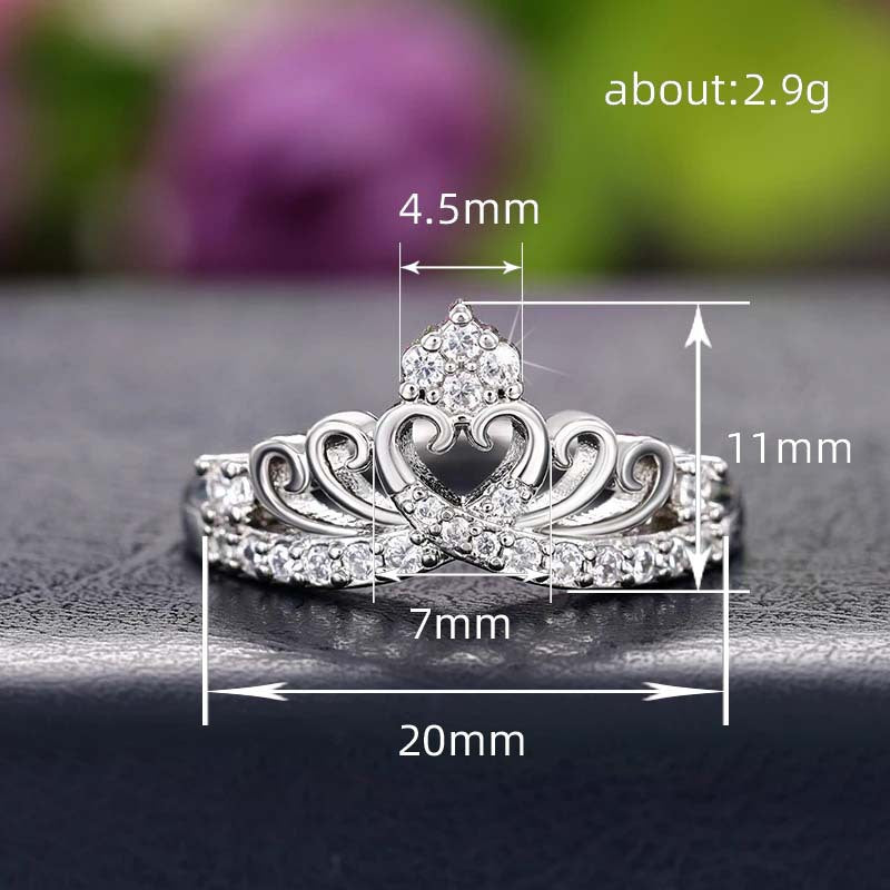Palace Filigree Crown Pavé Ring (Light Luxury Niche Princess Style Engagement Band)