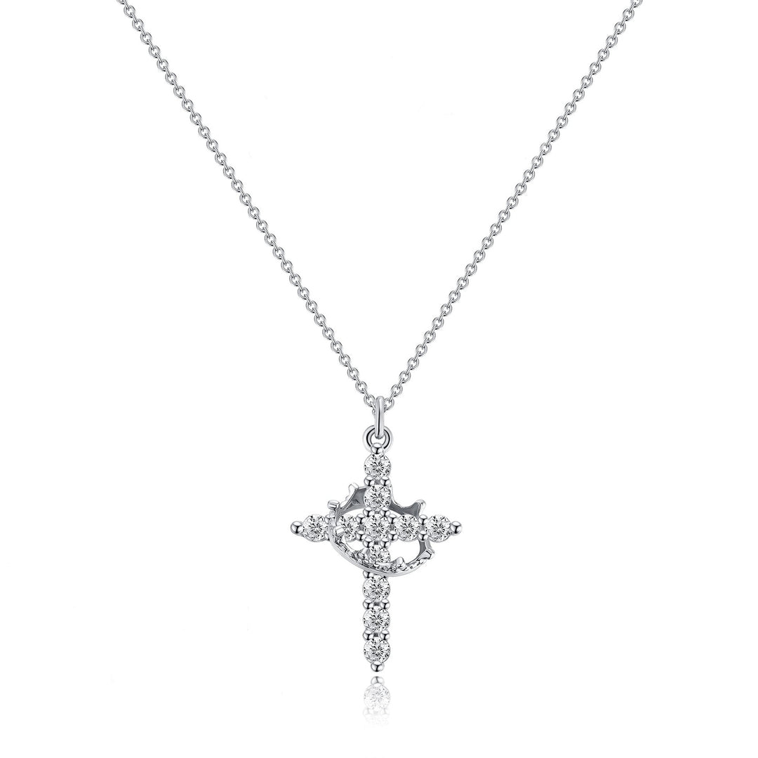 S925 Sterling Silver Full Diamond Cross Necklace – Hip-Hop Minimalist Unisex Design