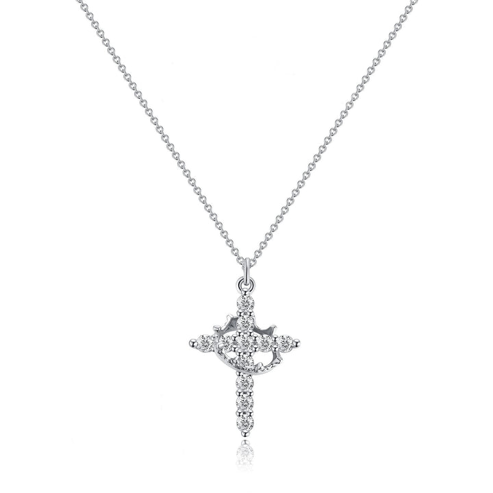 S925 Sterling Silver Full Diamond Cross Necklace – Hip-Hop Minimalist Unisex Design